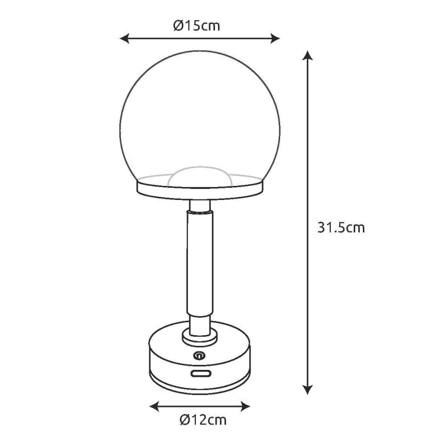 Globo - LED Prigušiva punjiva dodirna stolna lampa LED/2,5W/5V 1800mAh 2700/4000/6500K crna