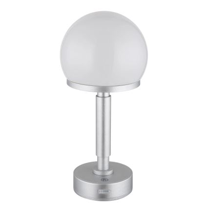 Globo - LED Prigušiva punjiva dodirna stolna lampa LED/2,5W/5V 1800mAh 2800K srebrna