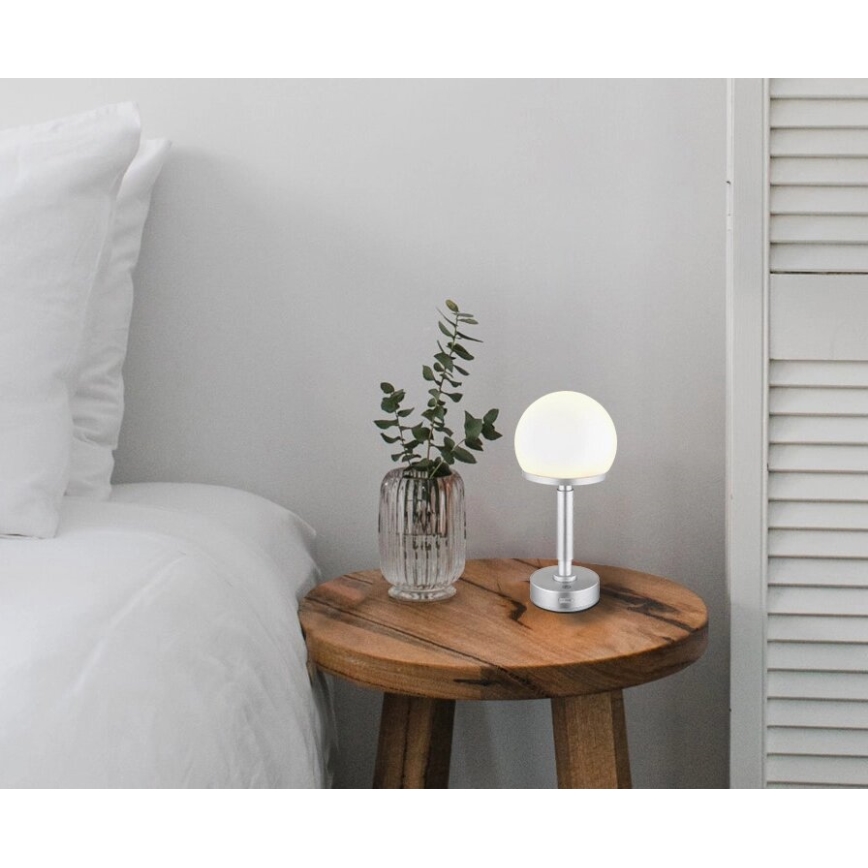 Globo - LED punjiva stolna lampa s dodirnim upravljačem, prigušivač, LED/2,5W/5V 1800mAh 2800K srebrna