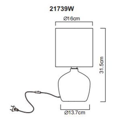 Globo - Stolna lampa 1xE14/40W/230V bijela
