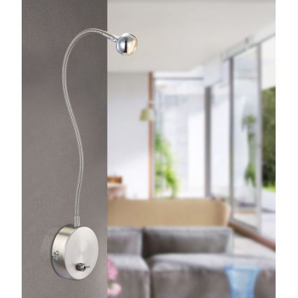 Globo - LED fleksibilna lampa LED/3W/230V sjajni krom