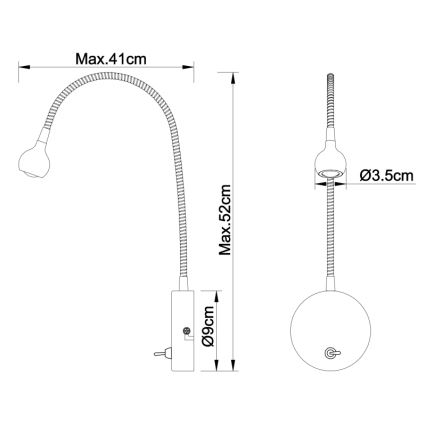 Globo - LED fleksibilna lampa LED/3W/230V sjajni krom