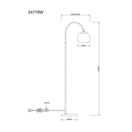 Globo - Podna lampa 1xE27/60W/230V bijela