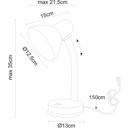 Globo - Stolna lampa 1xE27/40W/230V crna