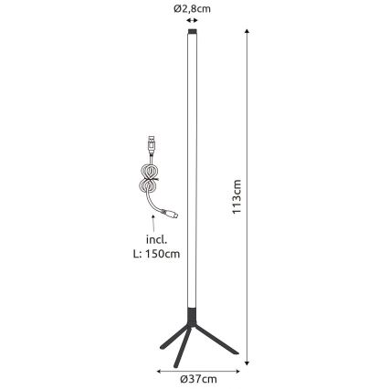 Globo - LED RGB podesiva podna lampa LED/7W/5V + daljinski upravljač