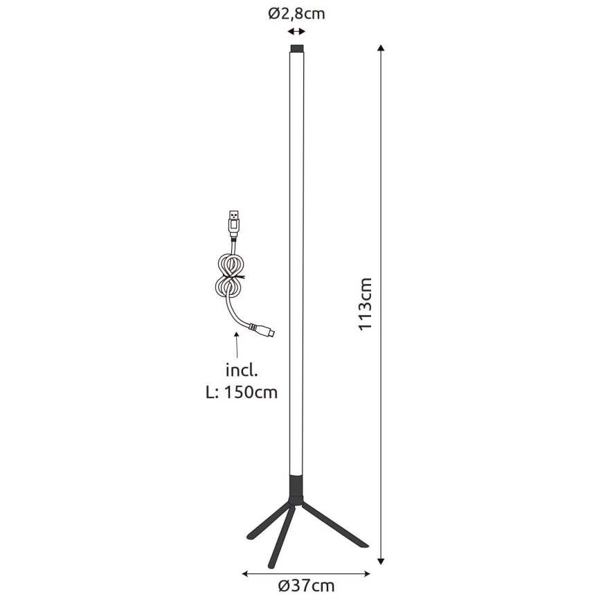 Globo - LED RGB podesiva podna lampa LED/7W/5V + daljinski upravljač