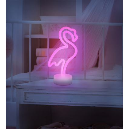Globo - LED Neonska stolna dekoracija LED/2W/3xAA flamingo