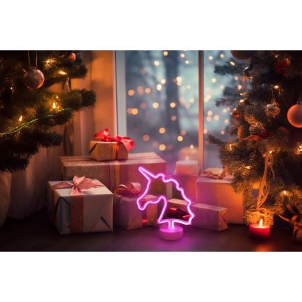 Globo - LED Neonska stolna dekoracija LED/2W/3xAA jednorog