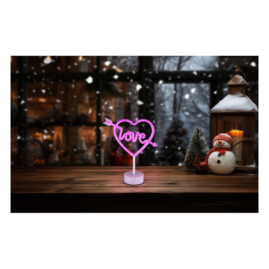 Globo - LED Neonska stolna dekoracija LED/2W/3xAA srce