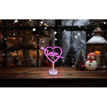Globo - LED Neonska stolna dekoracija LED/2W/3xAA srce