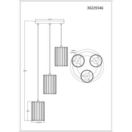 Globo - Luster na sajli 3xE27/60W/230V pr. 35 cm