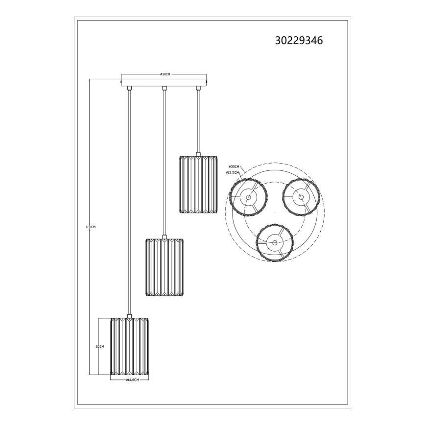 Globo - Luster na sajli 3xE27/60W/230V pr. 35 cm