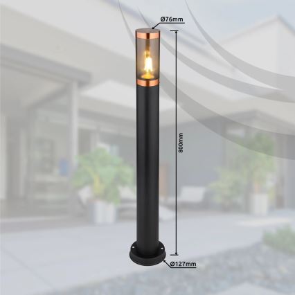 Globo - Vanjska lampa 1xE27/23W/230V IP44 80 cm crna/bakar