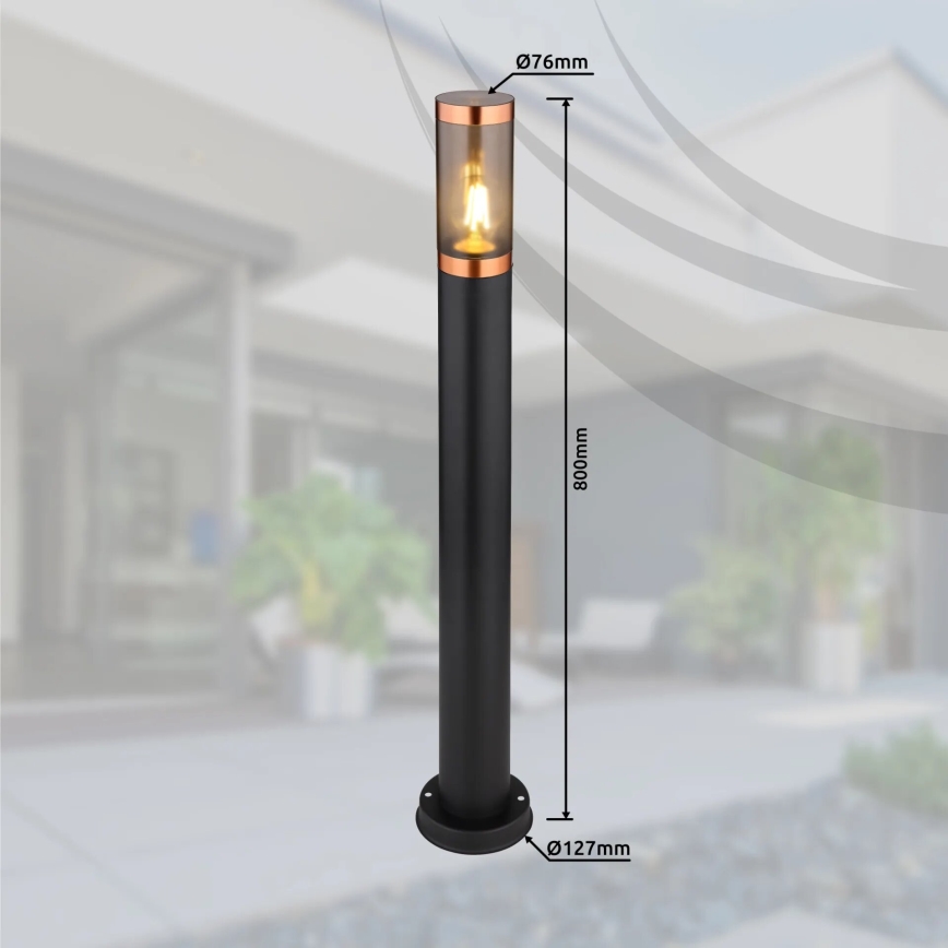 Globo - Vanjska lampa 1xE27/23W/230V IP44 80 cm crna/bakar