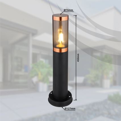 Globo - Vanjska lampa 1xE27/23W/230V IP44 45 cm crna/bakar