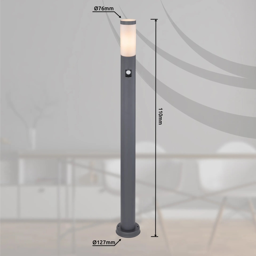 Globo - Vanjska lampa sa senzorom 1xE27/15W/230V IP44 110 cm antracit