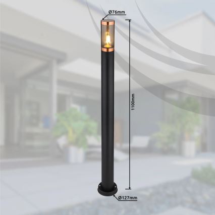 Globo - Vanjska lampa 1xE27/23W/230V IP44 110 cm crna/bakar