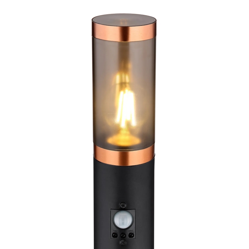 Globo - Vanjska lampa sa senzorom 1xE27/15W/230V IP44 110 cm crna/bakar