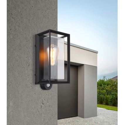 Globo - Vanjsko zidno svjetlo sa senzorom 1xE27/60W/230V IP44 crna