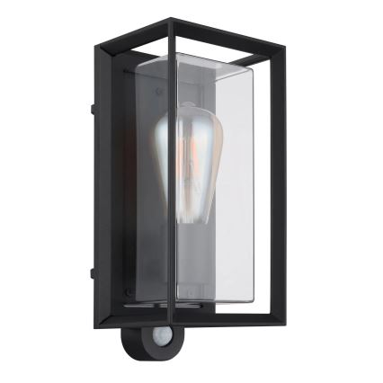 Globo - Vanjsko zidno svjetlo sa senzorom 1xE27/60W/230V IP44 crna
