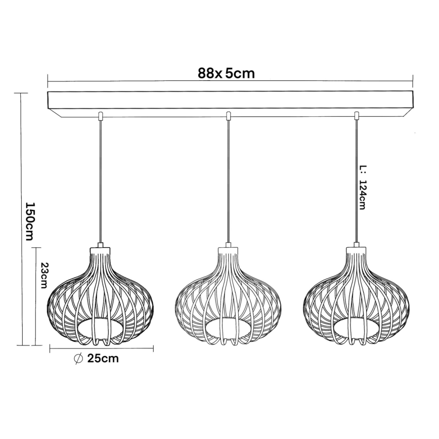Globo - Luster na kabelu 3xE27/40W/230V bež