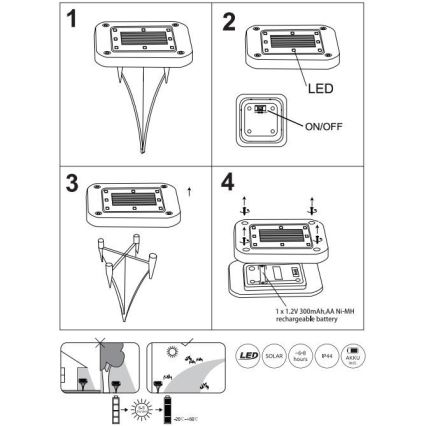 Globo - SET 2x LED Solarna svjetiljka LED/0,8W/1,2V IP44 300 mAh