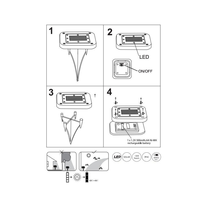Globo - SET 2x LED Solarna svjetiljka LED/0,8W/1,2V IP44 300 mAh