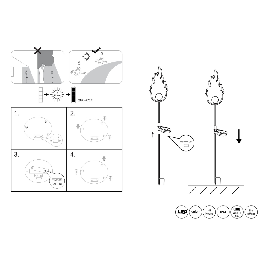 Globo - LED Solarna svjetiljka LED/0,04W/3V IP44 600 mAh