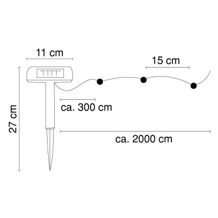 Globo - LED Solarni lanac 20 m 120xLED/2,4V 2xAAA IP44