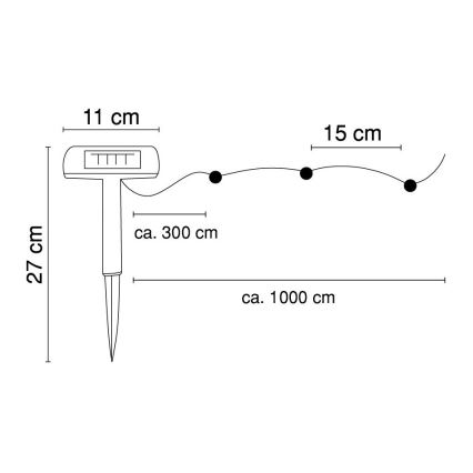 Globo - LED Solarni lanac 10 m 50xLED/2,4V IP44