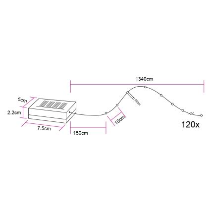 Globo - LED solarni lanac 120xLED/3,2V IP44 13,4 m 600 mAh