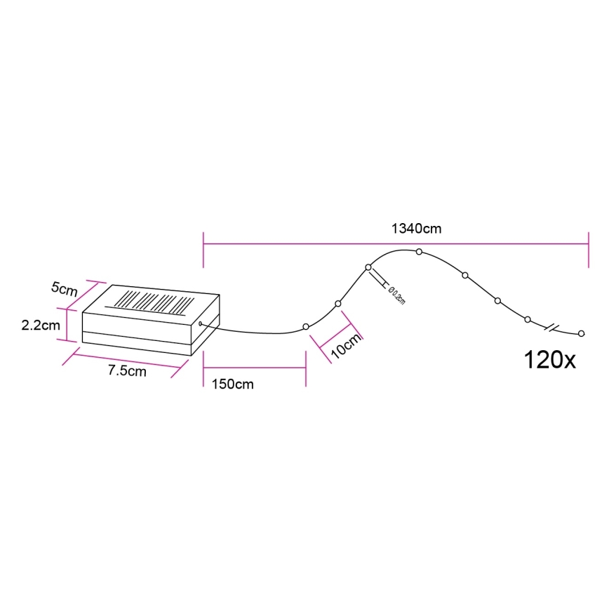Globo - LED solarni lanac 120xLED/3,2V IP44 13,4 m 600 mAh