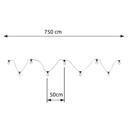 Globo - LED Vanjski dekorativni lanac 10xLED/0,27W/230V 7,5 m IP44 crna