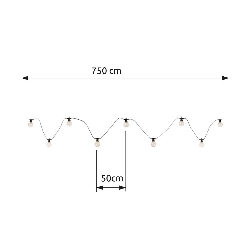 Globo - LED Vanjski dekorativni lanac 10xLED/0,27W/230V 7,5 m IP44 crna