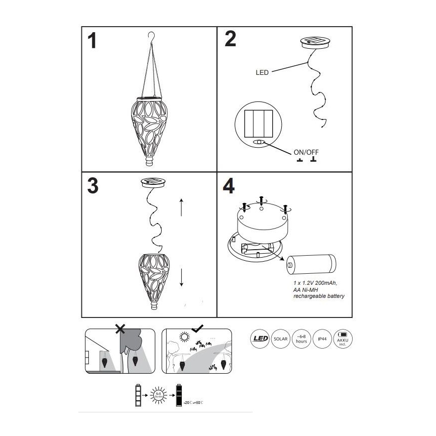 Globo - LED Solarna svjetiljka LED/0,9W/3,2V IP44 200 mAh prozirna