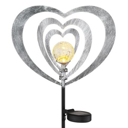 Globo - LED solarna svjetiljka LED/3V IP44 300 mAh srebrno srce