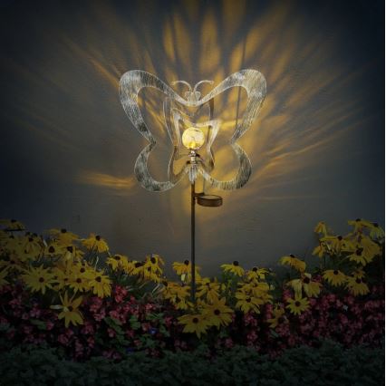 Globo - LED Solarno svjetlo LED/3V IP44 300 mAh srebrni leptir