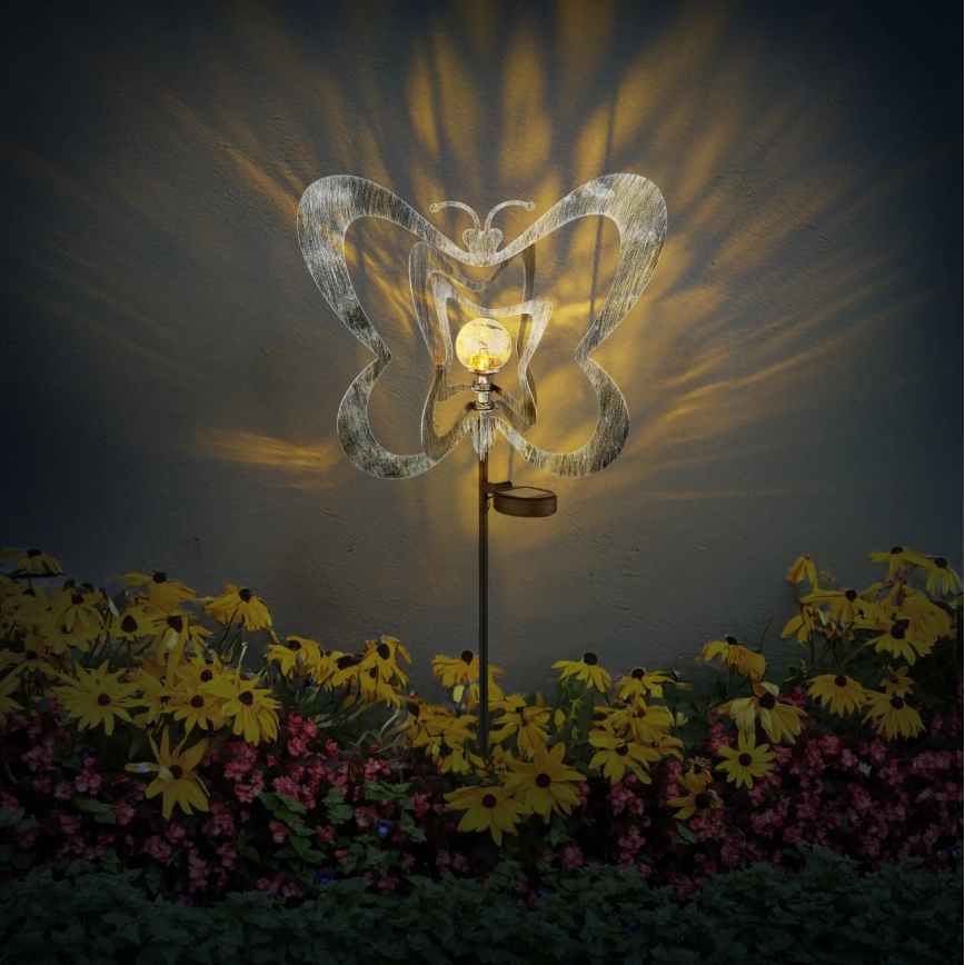Globo - LED Solarno svjetlo LED/3V IP44 300 mAh srebrni leptir