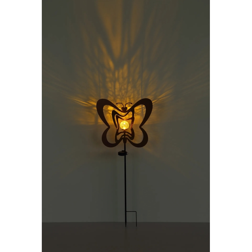 Globo - LED solarna svjetiljka LED/3V IP44 300 mAh hrđavi leptir