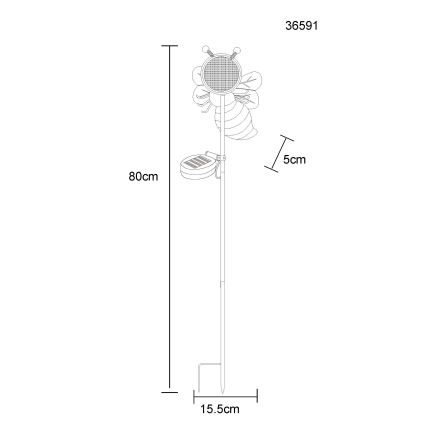 Globo - LED solarna svjetiljka 200xLED/3V IP44 600 mAh pčela