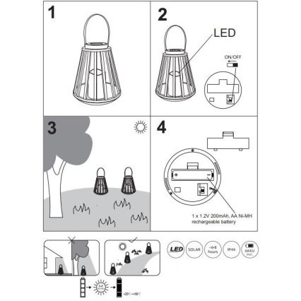 Globo - LED Solarna svjetiljka LED/0,06W/3V 3200K IP44