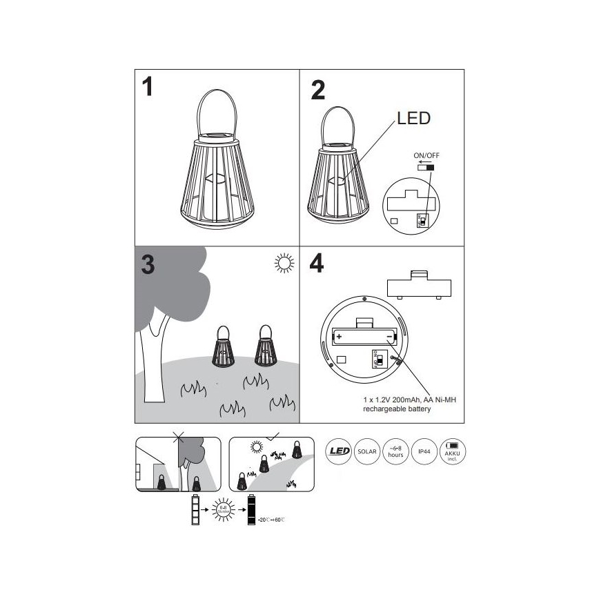 Globo - LED Solarna svjetiljka LED/0,06W/3V 3200K IP44