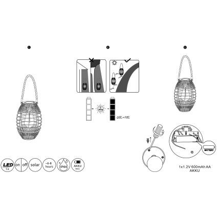 Globo - LED Solarna svjetiljka LED/2W/3V IP44 600 mAh