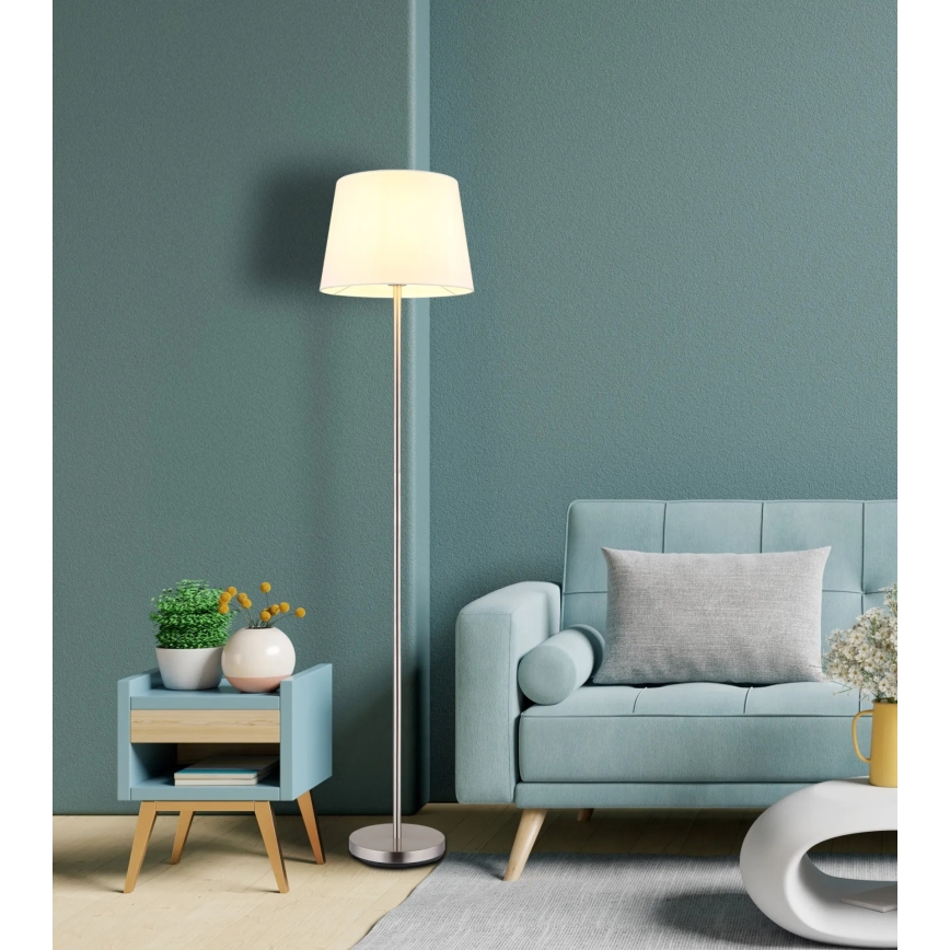 Globo - Podna lampa 1xE27/40W/230V bijela/matni krom