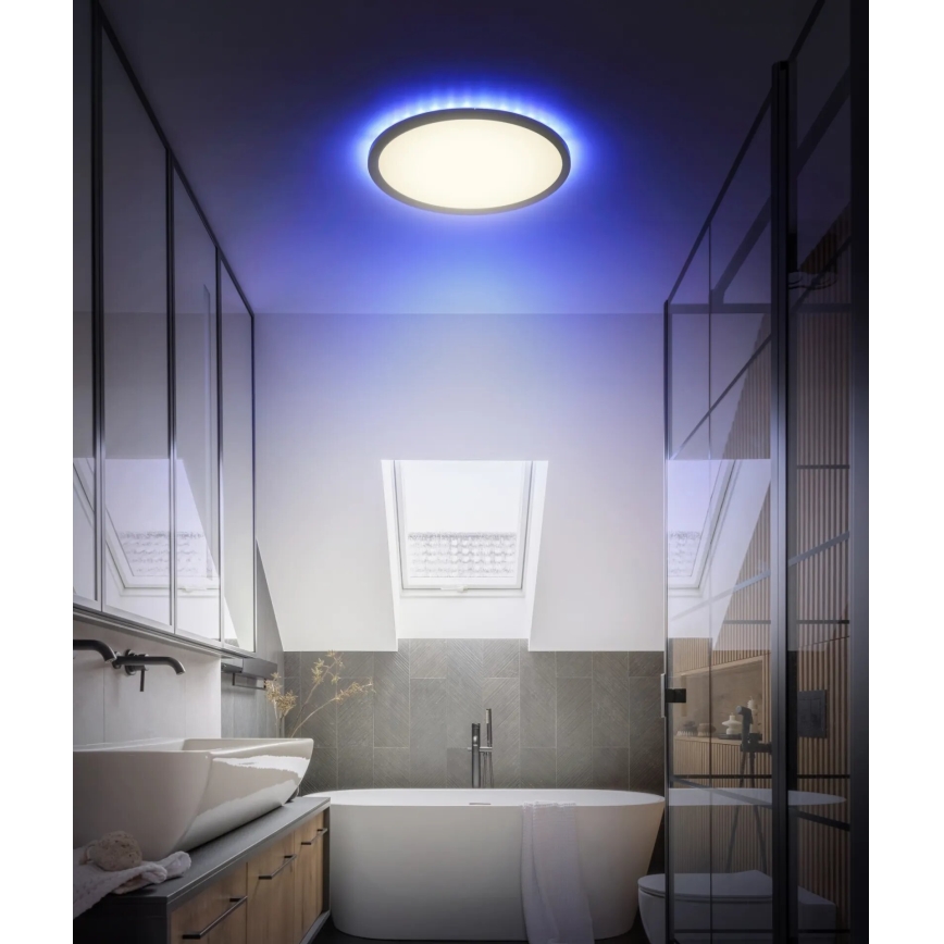 Globo - LED RGB Prigušiva stropna svjetiljka za kupaonicu LED/18W/230V 3000-6000K + daljinski upravljač IP44 crna