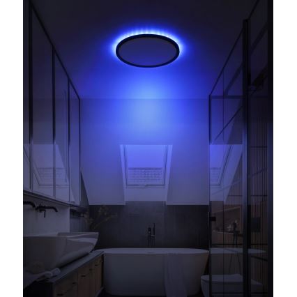 Globo - LED RGB Prigušiva stropna svjetiljka za kupaonicu LED/18W/230V 3000-6000K + daljinski upravljač IP44 crna