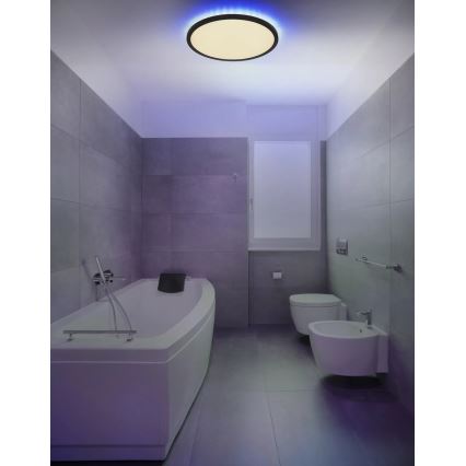 Globo - LED RGB stropna svjetiljka za kupaonicu s prigušivanjem LED/21W/230V 3000-6000K + daljinski upravljač IP44 crna