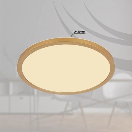 Globo - LED Prigušiva stropna svjetiljka za kupaonicu LED/24W/230V 3000K IP44 pr. 42 cm mesing