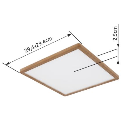 Globo - LED stropna svjetiljka za kupaonicu s prigušivanjem LED/18W/230V 29,4x29,4 cm IP44 smeđa