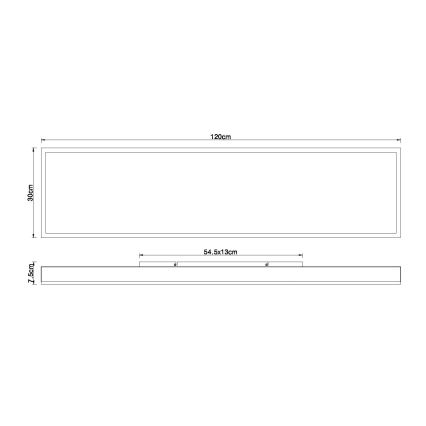 Globo - LED prigušivo stropno svjetlo LED/36W/230V 2700-6500K 30x120 cm + daljinski upravljač